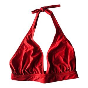 J. CREW Women's Size M Bikini Swimsuit Top Halter Red Tie Back Lined NEW NWT
